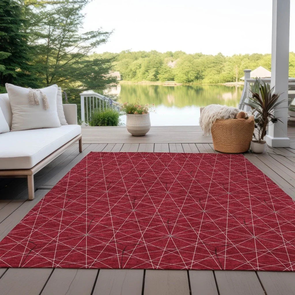 Alina Red Washable Indoor-Outdoor Rug-Outdoor Rugs-LOOMLAN Rugs-LOOMLAN