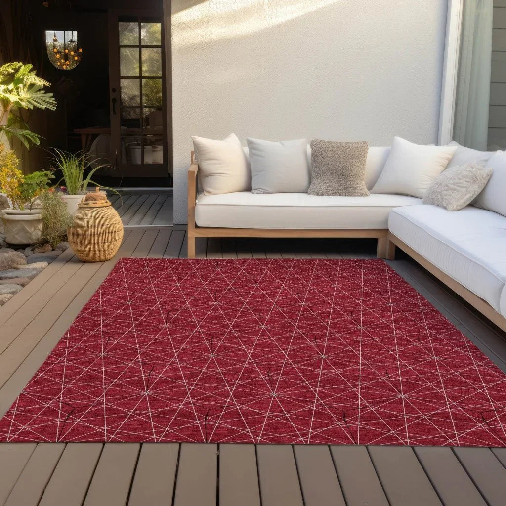 Alina Red Washable Indoor-Outdoor Rug-Outdoor Rugs-LOOMLAN Rugs-LOOMLAN