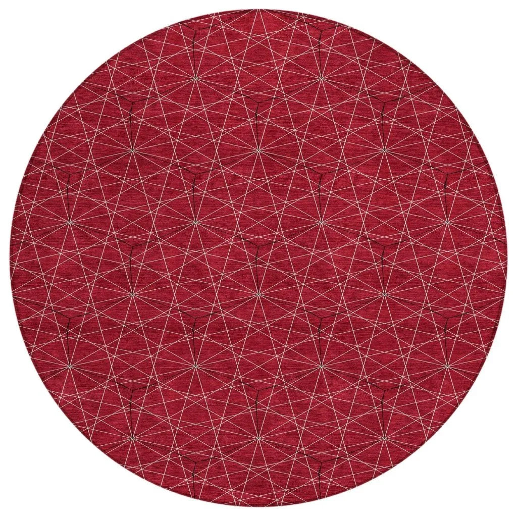Alina Red Washable Indoor-Outdoor Rug-Outdoor Rugs-LOOMLAN Rugs-8' x 8'-LOOMLAN
