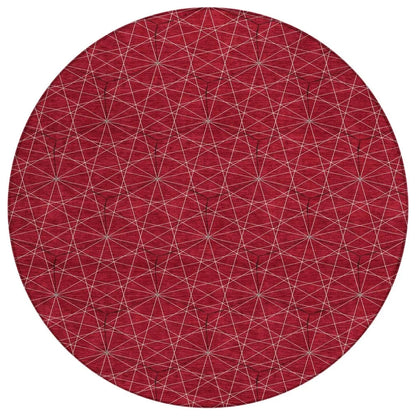 Alina Red Washable Indoor-Outdoor Rug-Outdoor Rugs-LOOMLAN Rugs-8' x 8'-LOOMLAN