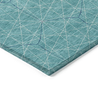 Alina Teal Washable Indoor-Outdoor Rug-Outdoor Rugs-LOOMLAN Rugs-LOOMLAN