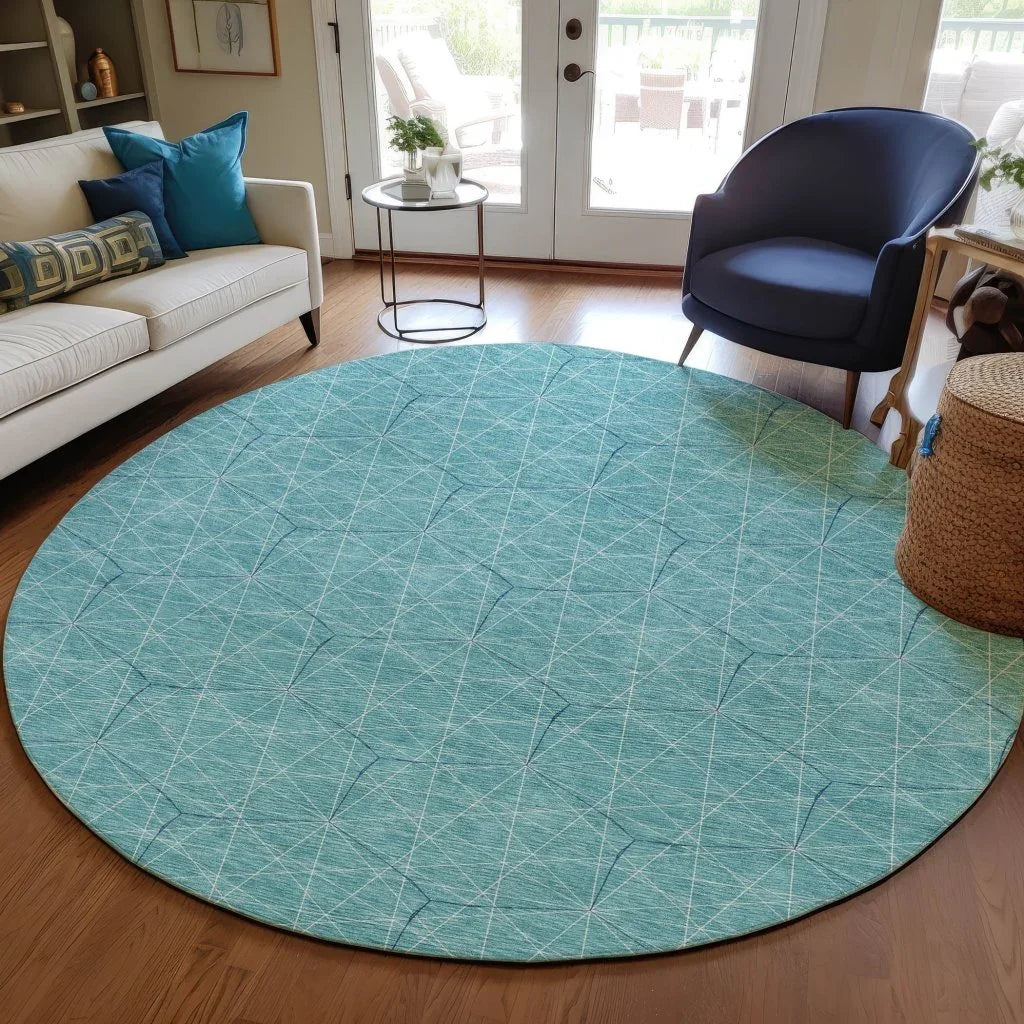 Alina Teal Washable Indoor-Outdoor Rug-Outdoor Rugs-LOOMLAN Rugs-LOOMLAN