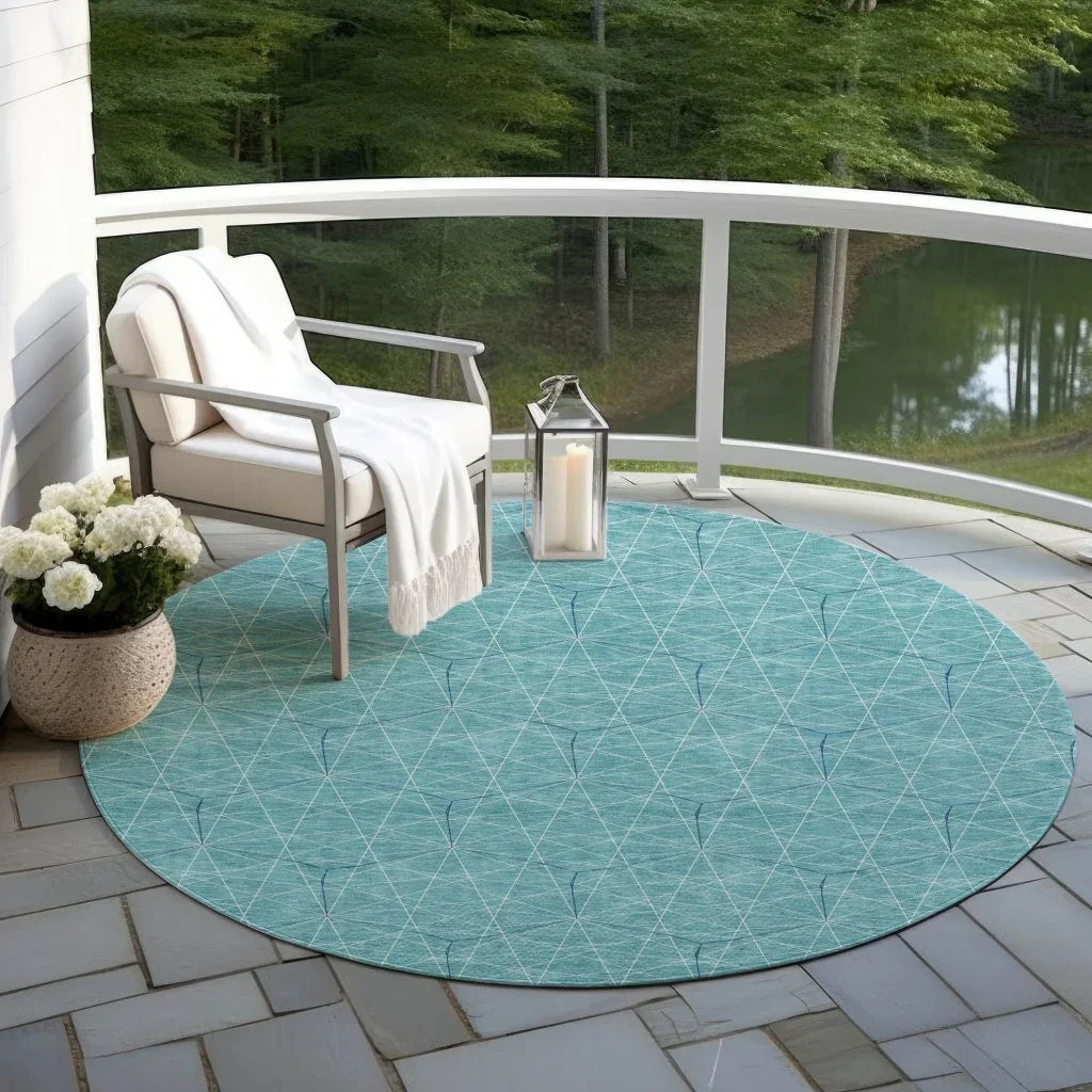 Alina Teal Washable Indoor-Outdoor Rug-Outdoor Rugs-LOOMLAN Rugs-LOOMLAN