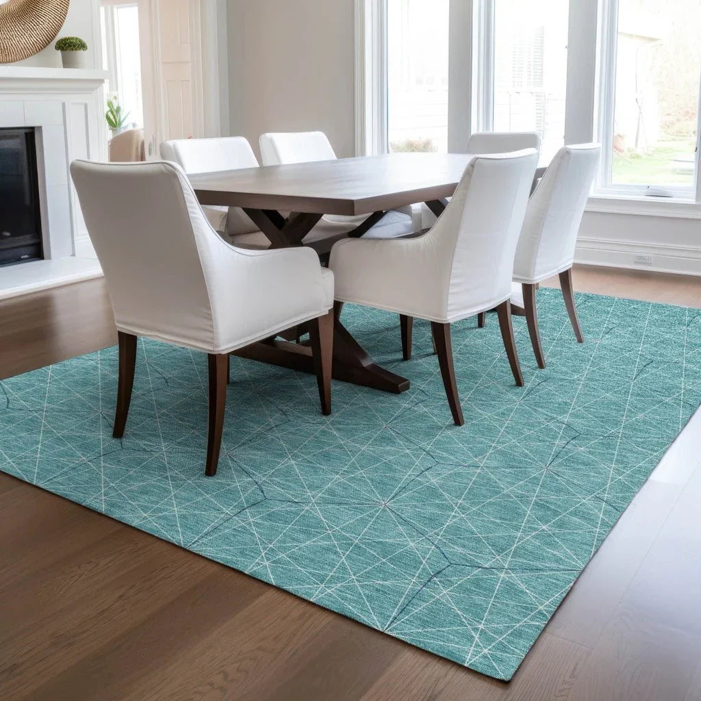 Alina Teal Washable Indoor-Outdoor Rug-Outdoor Rugs-LOOMLAN Rugs-LOOMLAN