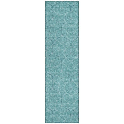Alina Teal Washable Indoor-Outdoor Rug-Outdoor Rugs-LOOMLAN Rugs-2'3" x 7'6"-LOOMLAN