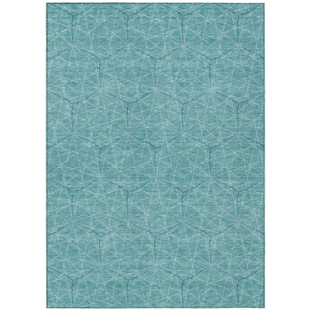 Alina Teal Washable Indoor-Outdoor Rug-Outdoor Rugs-LOOMLAN Rugs-2'6" x 3'10"-LOOMLAN