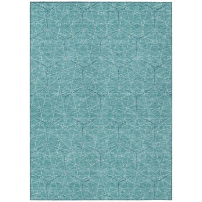 Alina Teal Washable Indoor-Outdoor Rug-Outdoor Rugs-LOOMLAN Rugs-2'6" x 3'10"-LOOMLAN
