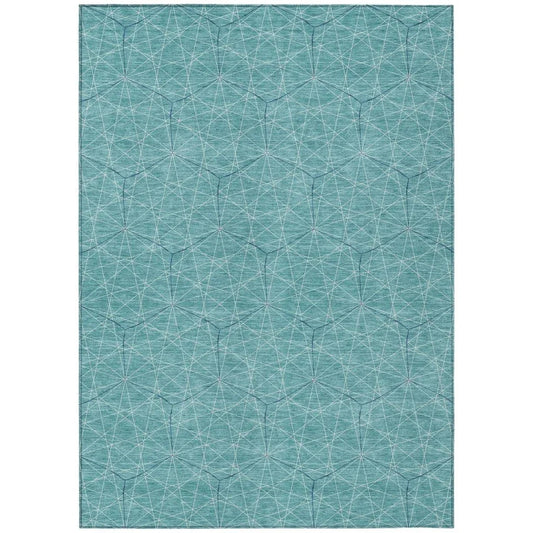 Alina Teal Washable Indoor-Outdoor Rug-Outdoor Rugs-LOOMLAN Rugs-2'6" x 3'10"-LOOMLAN