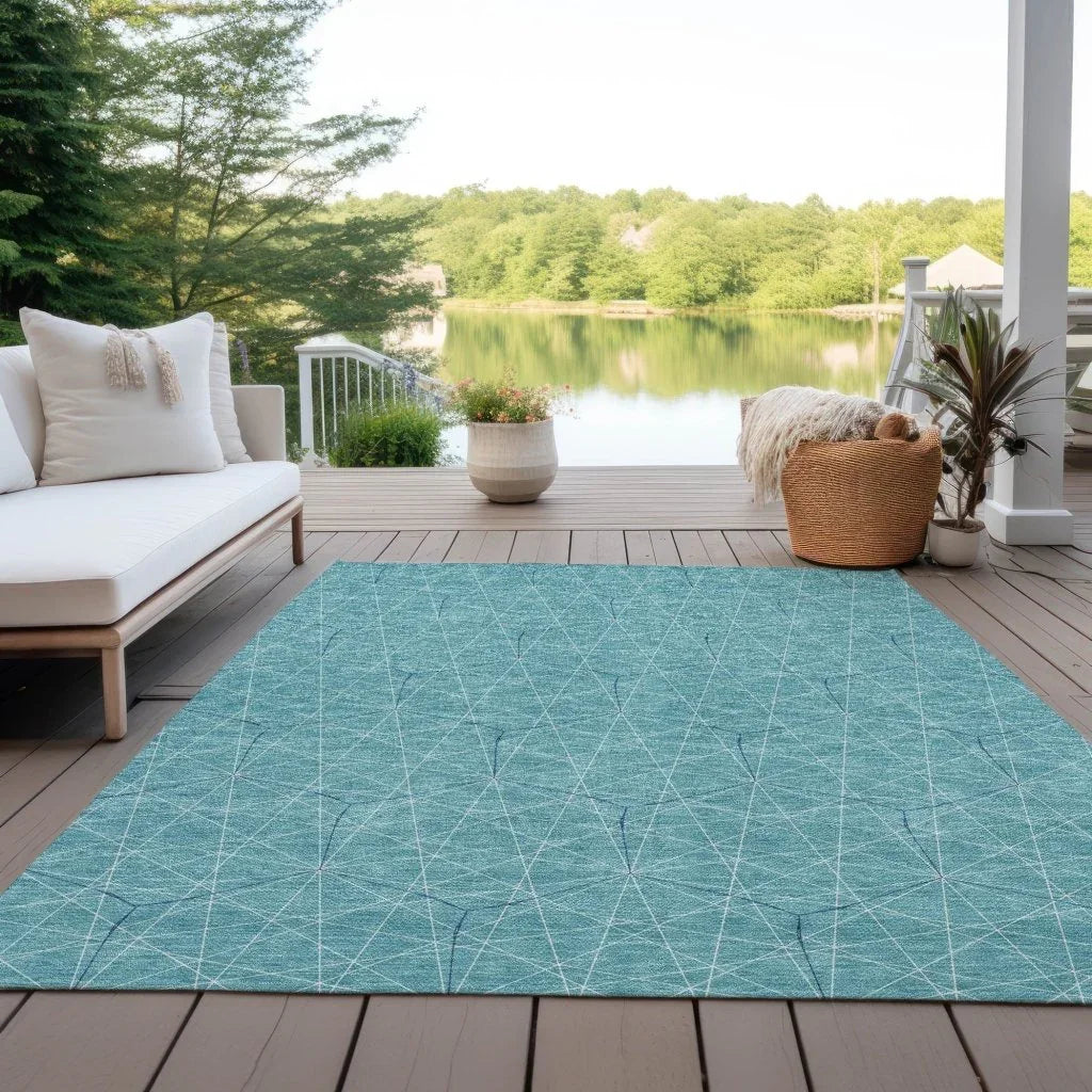 Alina Teal Washable Indoor-Outdoor Rug-Outdoor Rugs-LOOMLAN Rugs-LOOMLAN