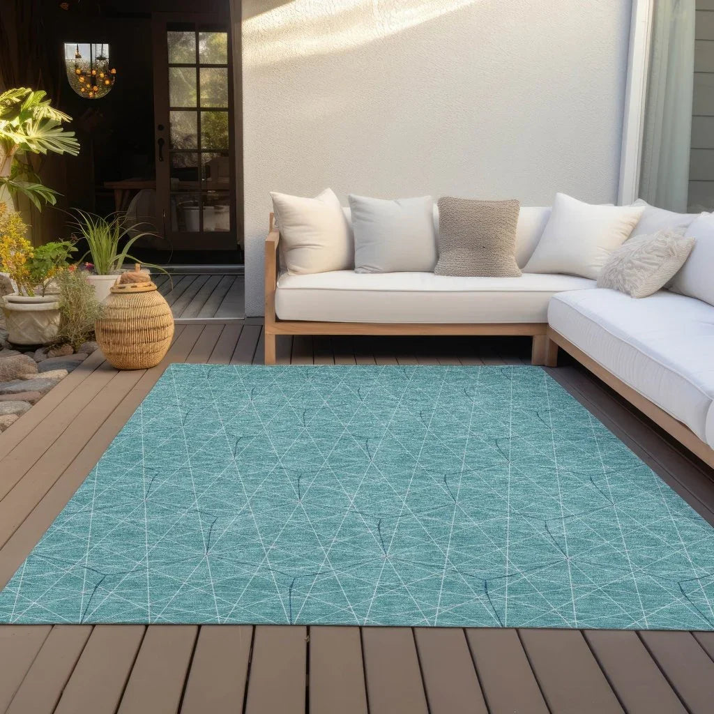 Alina Teal Washable Indoor-Outdoor Rug-Outdoor Rugs-LOOMLAN Rugs-LOOMLAN