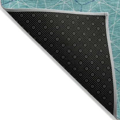 Alina Teal Washable Indoor-Outdoor Rug-Outdoor Rugs-LOOMLAN Rugs-LOOMLAN