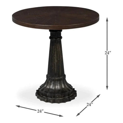 Alister Wood Dark Brown Round End Table - LOOMLAN - Sarreid - Side Tables