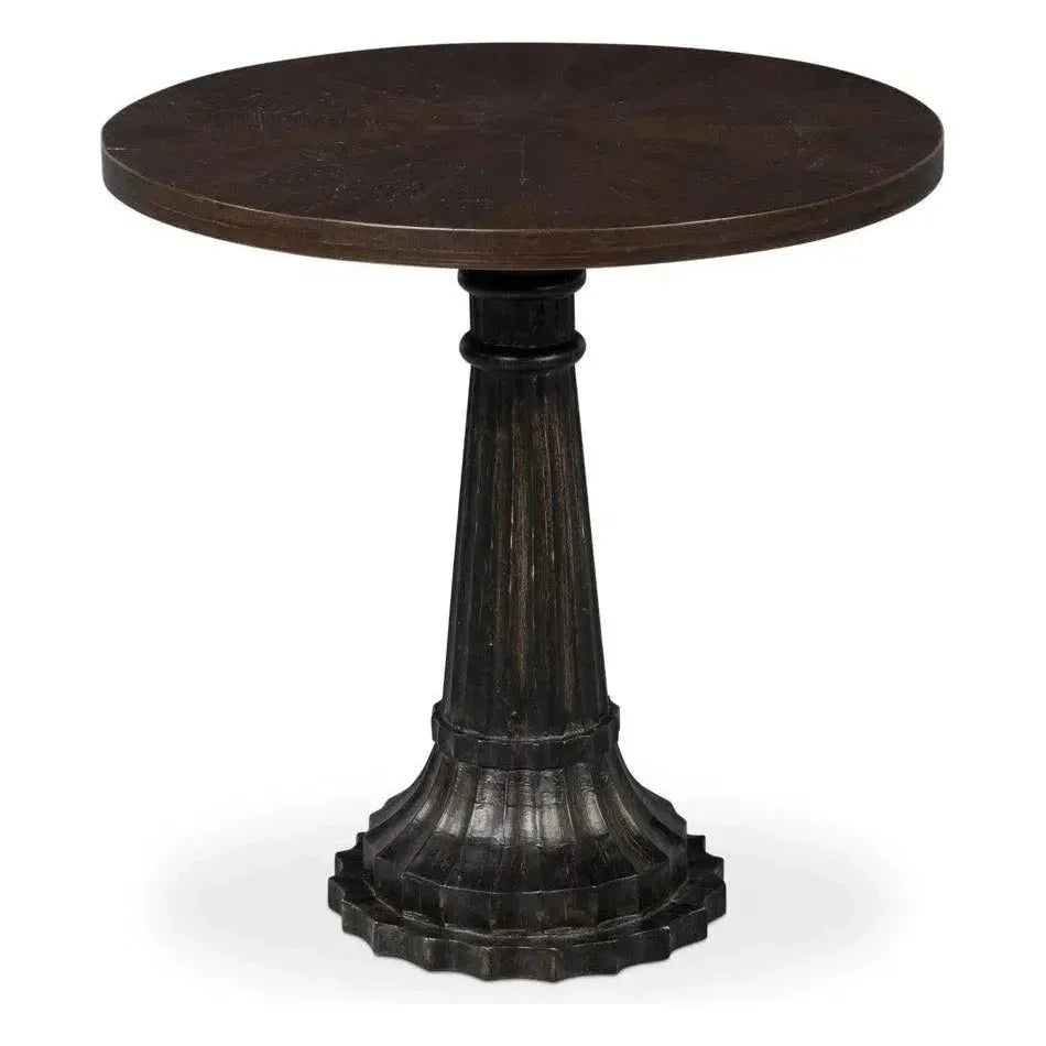 Alister Wood Dark Brown Round End Table - LOOMLAN - Sarreid - Side Tables