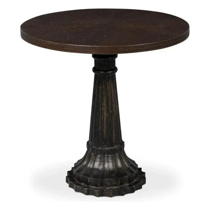 Alister Wood Dark Brown Round End Table - LOOMLAN - Sarreid - Side Tables