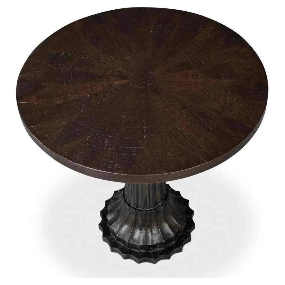 Alister Wood Dark Brown Round End Table - LOOMLAN - Sarreid - Side Tables
