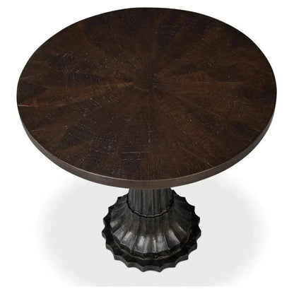 Alister Wood Dark Brown Round End Table - LOOMLAN - Sarreid - Side Tables