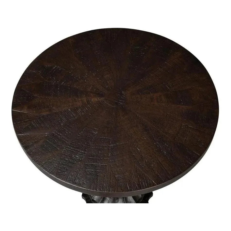 Alister Wood Dark Brown Round End Table - LOOMLAN - Sarreid - Side Tables