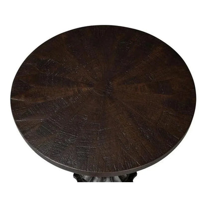 Alister Wood Dark Brown Round End Table - LOOMLAN - Sarreid - Side Tables