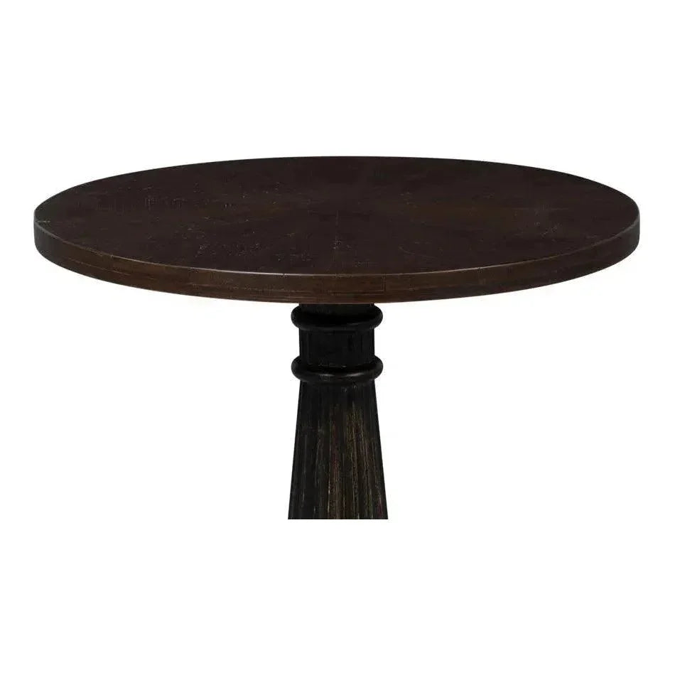 Alister Wood Dark Brown Round End Table - LOOMLAN - Sarreid - Side Tables