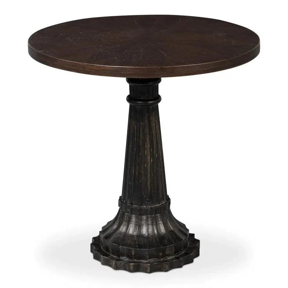 Alister Wood Dark Brown Round End Table - LOOMLAN - Sarreid - Side Tables