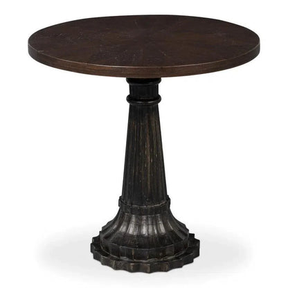 Alister Wood Dark Brown Round End Table - LOOMLAN - Sarreid - Side Tables