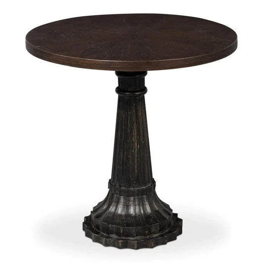 Alister Wood Dark Brown Round End Table - LOOMLAN - Sarreid - Side Tables