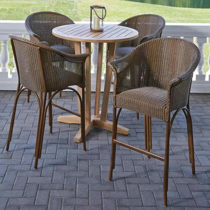 All Seasons Balcony Stool Padded Seat Wicker Outdoor-Outdoor Accent Chairs-Lloyd Flanders-LOOMLAN
