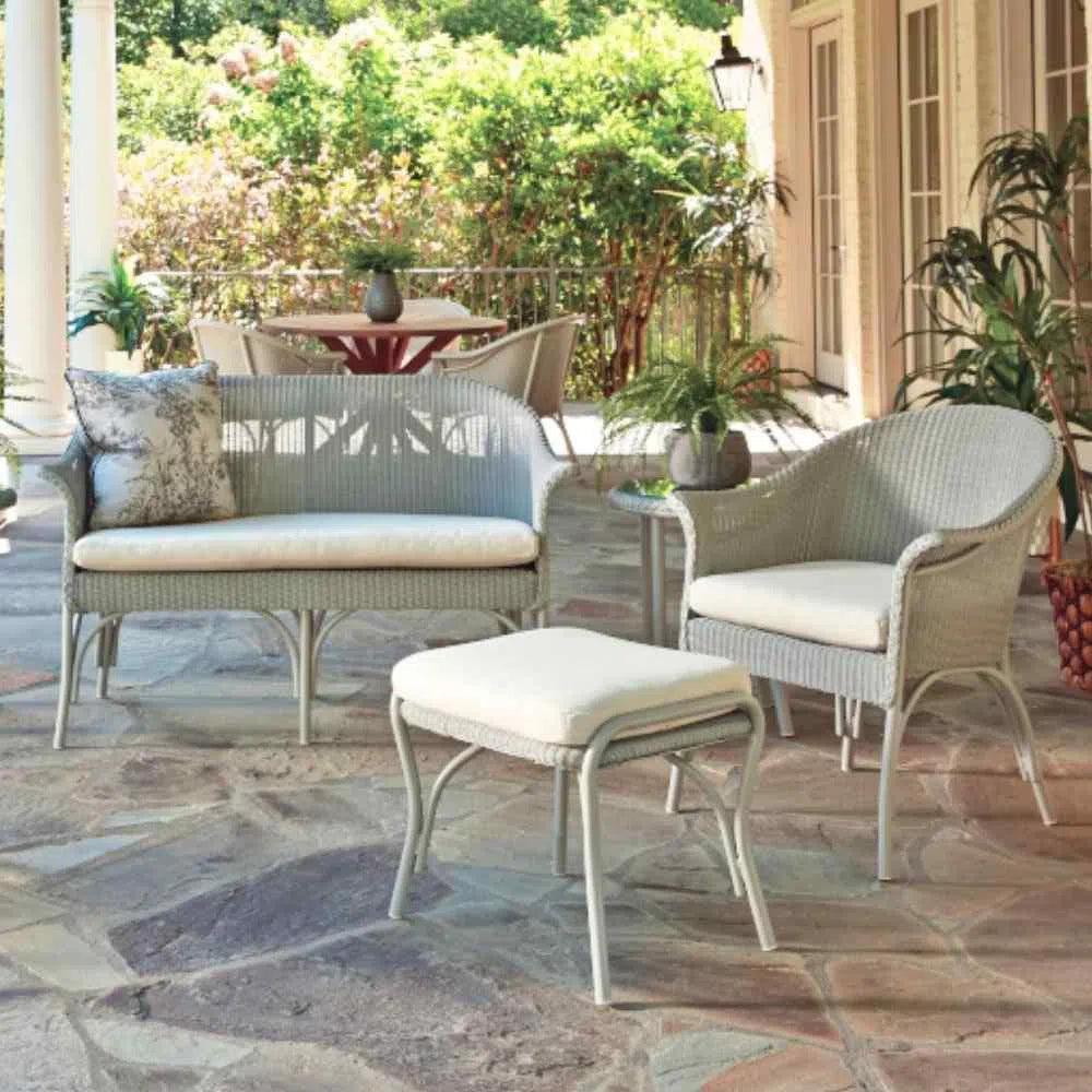 All Seasons Settee Padded Seat Wicker Outdoor Furniture - LOOMLAN - Lloyd Flanders - Outdoor Sofas & Loveseats