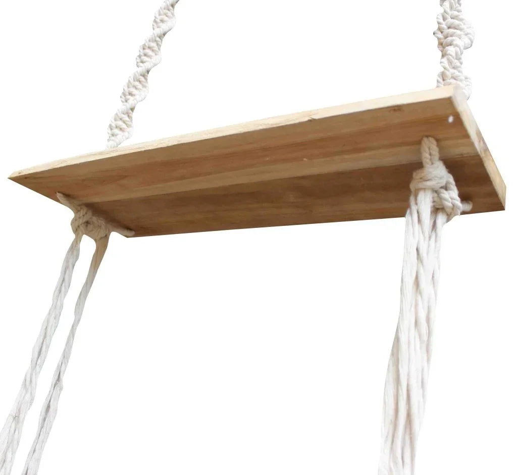 Allegra Natural Teak Wooen Swing-Outdoor Hanging Chairs-Artesia-LOOMLAN