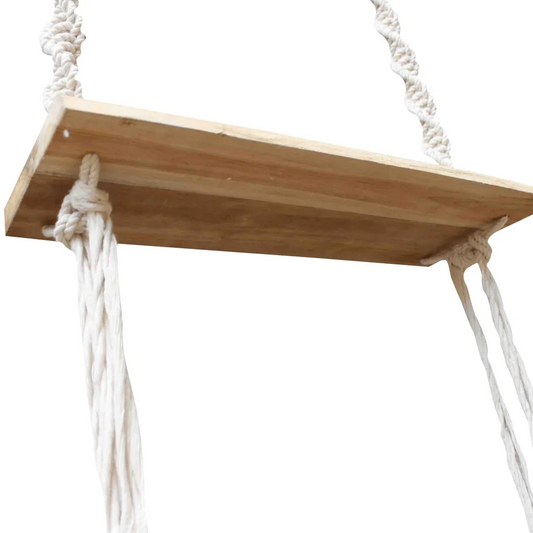 Allegra Natural Teak Wooen Swing-Outdoor Hanging Chairs-Artesia-LOOMLAN