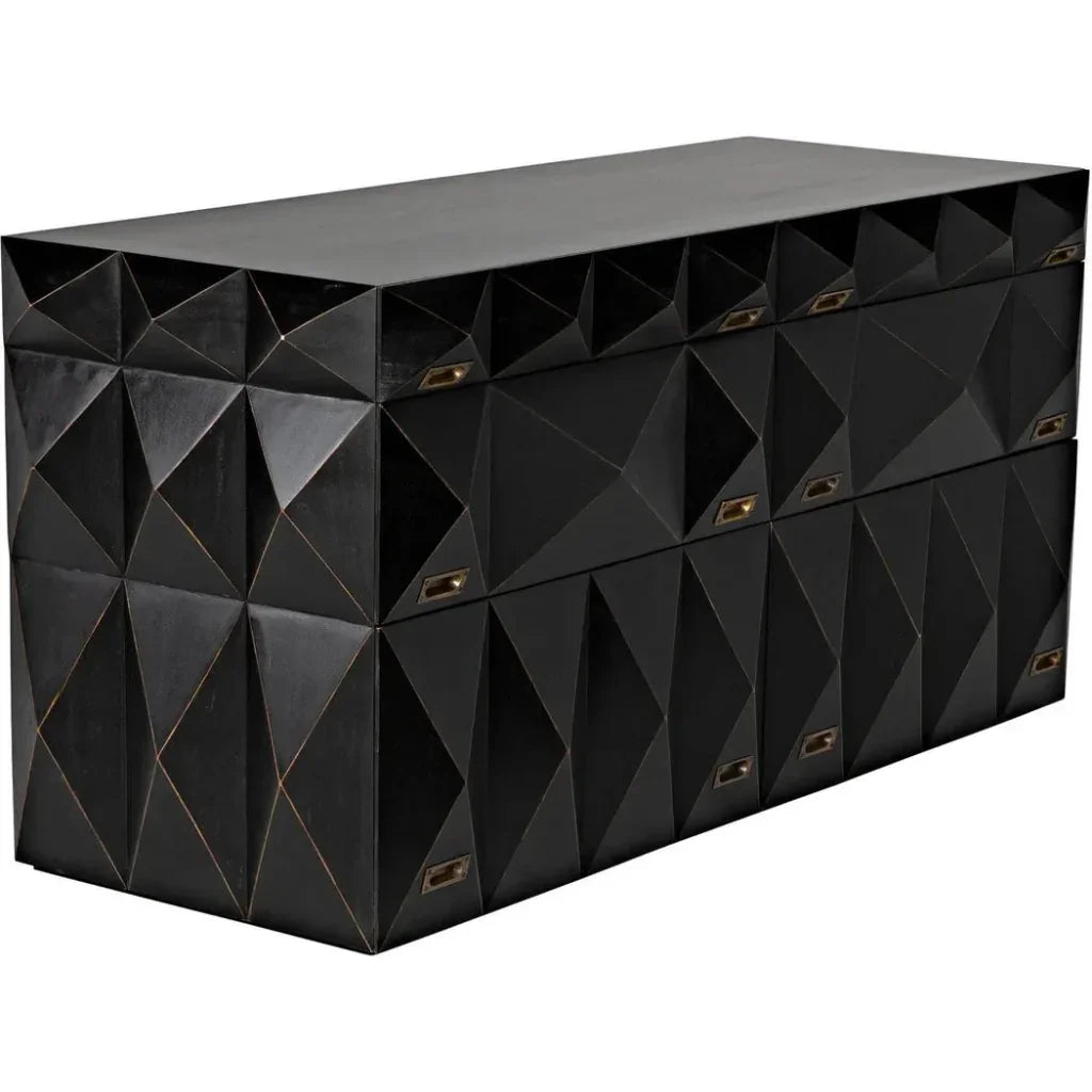 Allegra Wood and Brass Black Dresser - LOOMLAN - Noir - Dressers