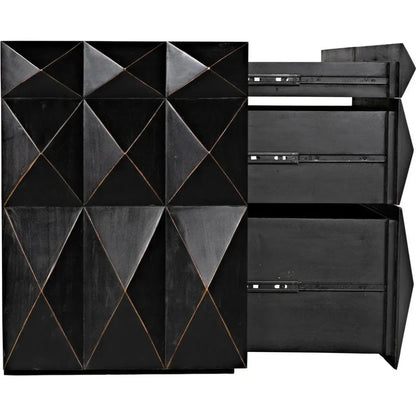 Allegra Wood and Brass Black Dresser - LOOMLAN - Noir - Dressers