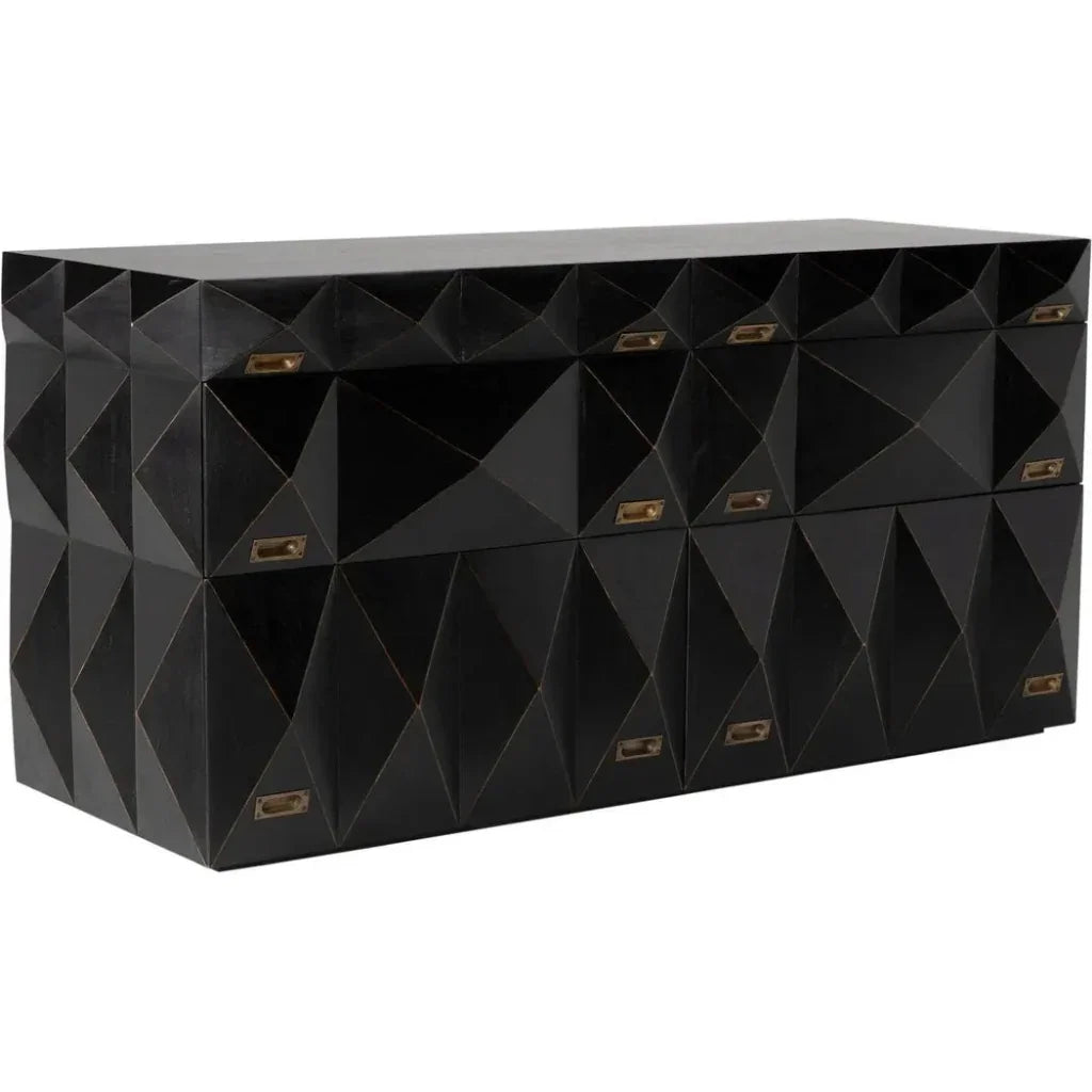 Allegra Wood and Brass Black Dresser - LOOMLAN - Noir - Dressers
