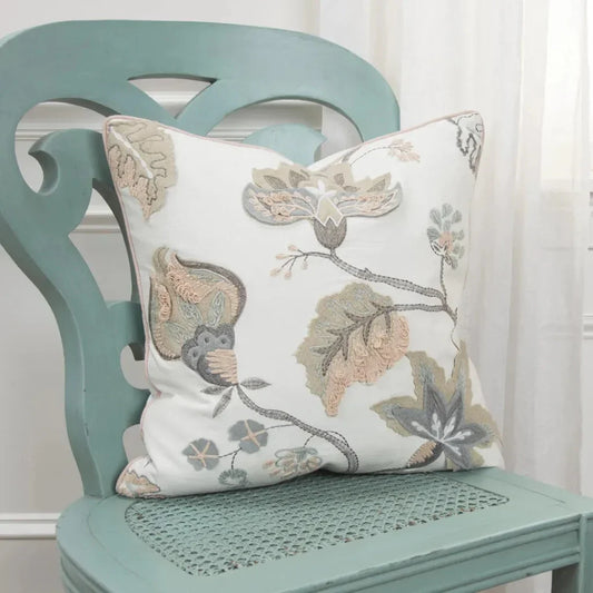 Alleo Embroidered Floral Blush Pillow Insert - LOOMLAN - LOOMLAN - Throw Pillows