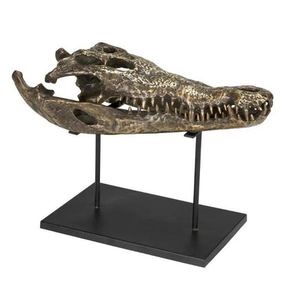 Alligator On Stand Antique Brass Sculpture