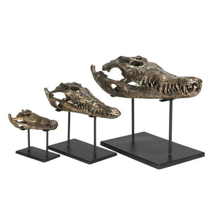 Alligator On Stand Antique Brass Sculpture