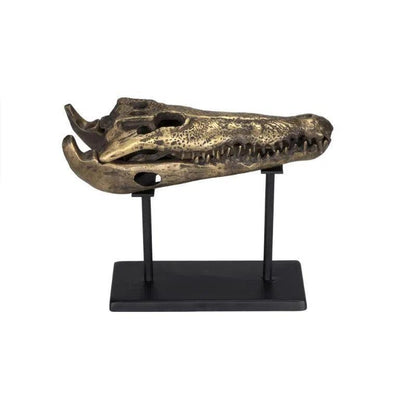 Alligator On Stand Antique Brass Sculpture