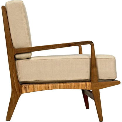 Allister Teak Wood and Rattan Arm Chair - LOOMLAN - Noir - Accent Chairs
