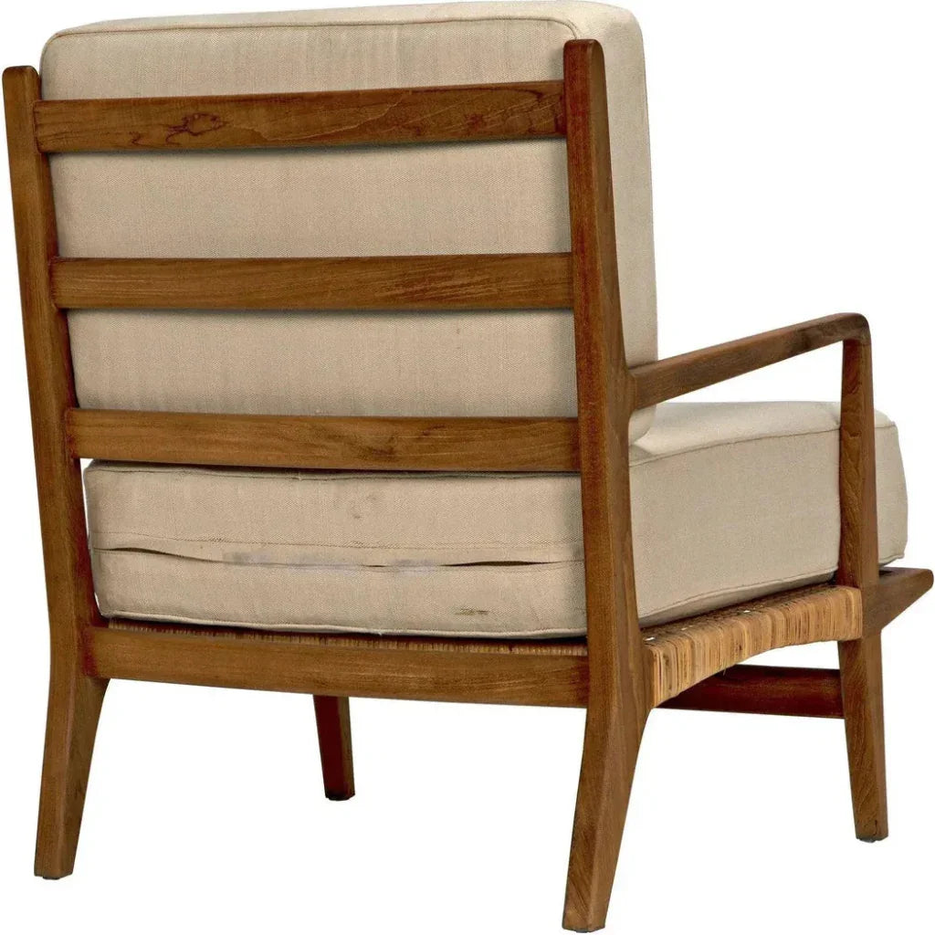 Allister Teak Wood and Rattan Arm Chair - LOOMLAN - Noir - Accent Chairs
