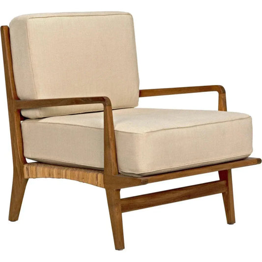 Allister Teak Wood and Rattan Arm Chair - LOOMLAN - Noir - Accent Chairs