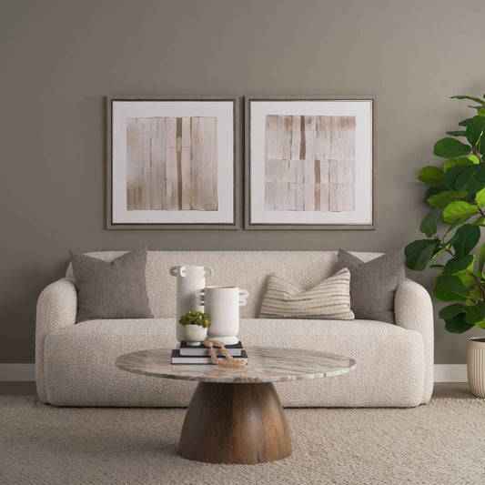 Allyson Pink Marble Top Round Coffee Table