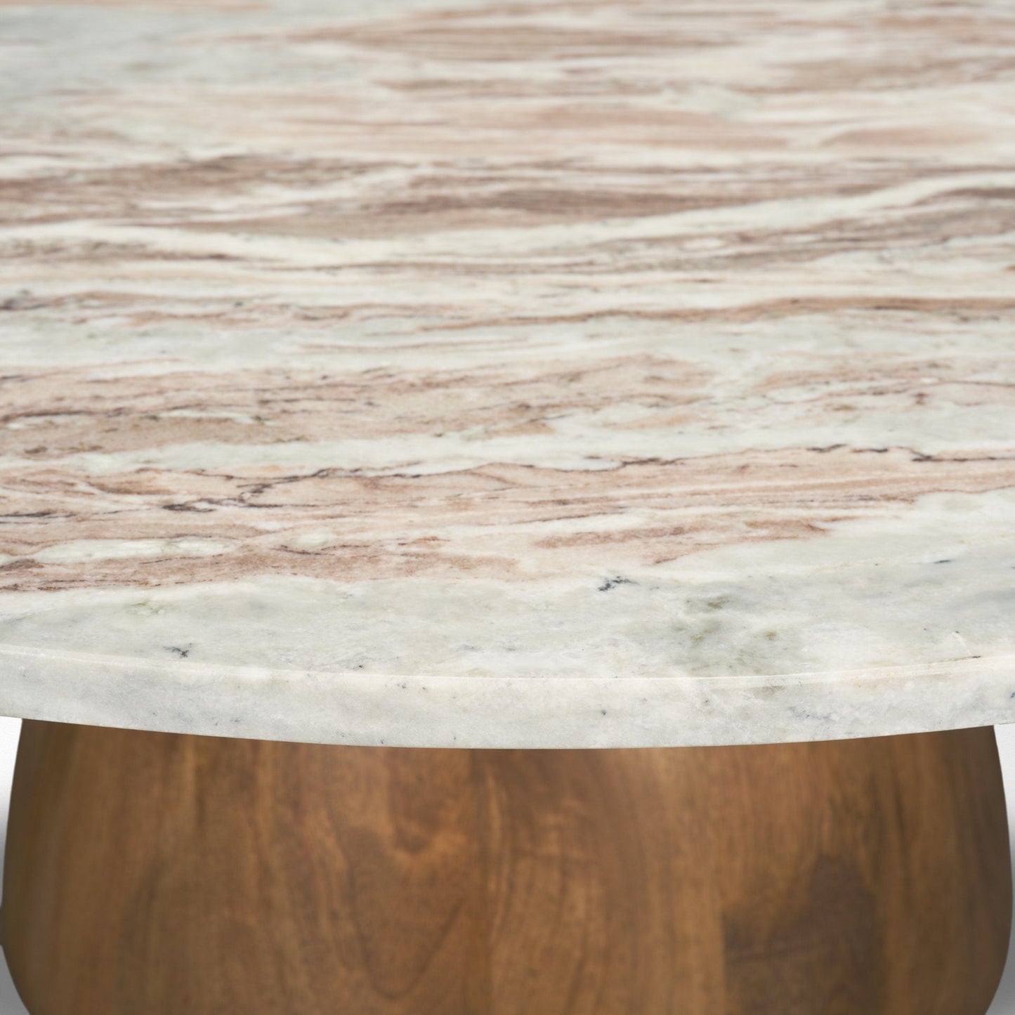 Allyson Pink Marble Top Round Coffee Table