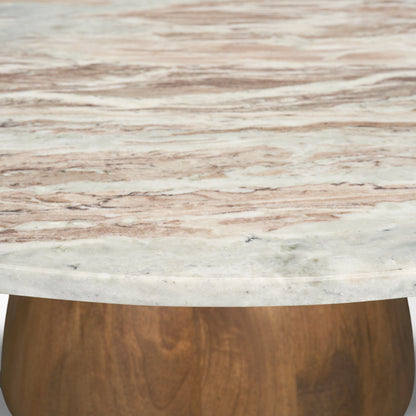 Allyson Pink Marble Top Round Coffee Table