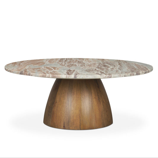 Allyson Pink Marble Top Round Coffee Table