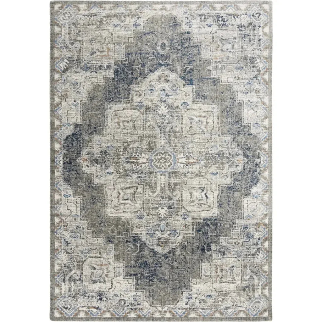 Alma Medallion Dark Gray Large Area Rugs - LOOMLAN - LOOMLAN - Area Rugs