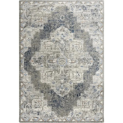 Alma Medallion Dark Gray Large Area Rugs - LOOMLAN - LOOMLAN - Area Rugs