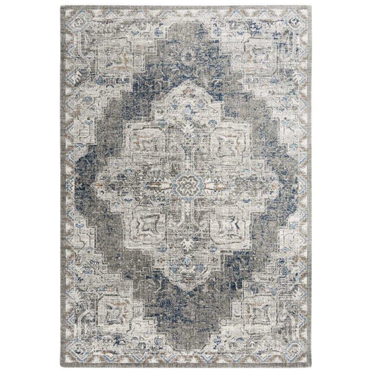 Alma Medallion Dark Gray Large Area Rugs - LOOMLAN - LOOMLAN - Area Rugs