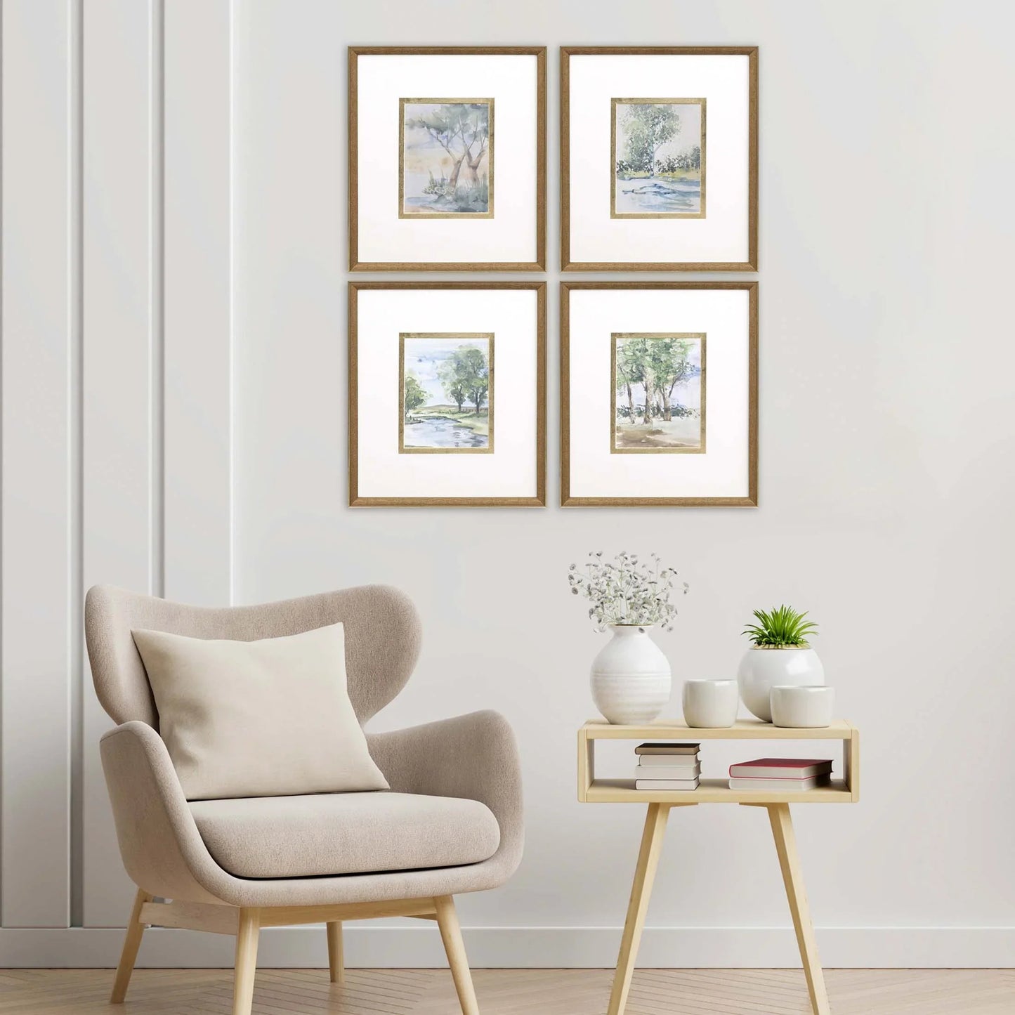 Along the Way Wood Blue Framed Wall Art 4PC