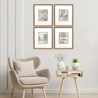 Along the Way Wood Blue Framed Wall Art 4PC