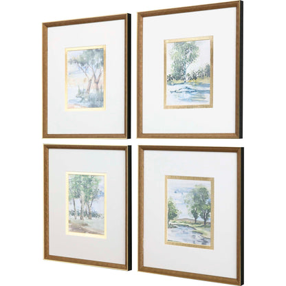Along the Way Wood Blue Framed Wall Art 4PC